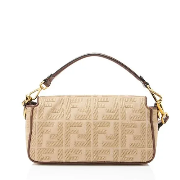 Fendi FF Embroidered Canvas Baguette Shoulder Bag - Picture 3 of 15